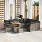 Garten-Sofa-Set mit Kissen mit Speicher 12 pcs Grau