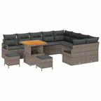 Garten-Sofa-Set mit Kissen mit Speicher 12 pcs Grau