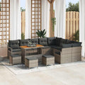 Garten-Sofa-Set mit Kissen mit Speicher 13 pcs Grau