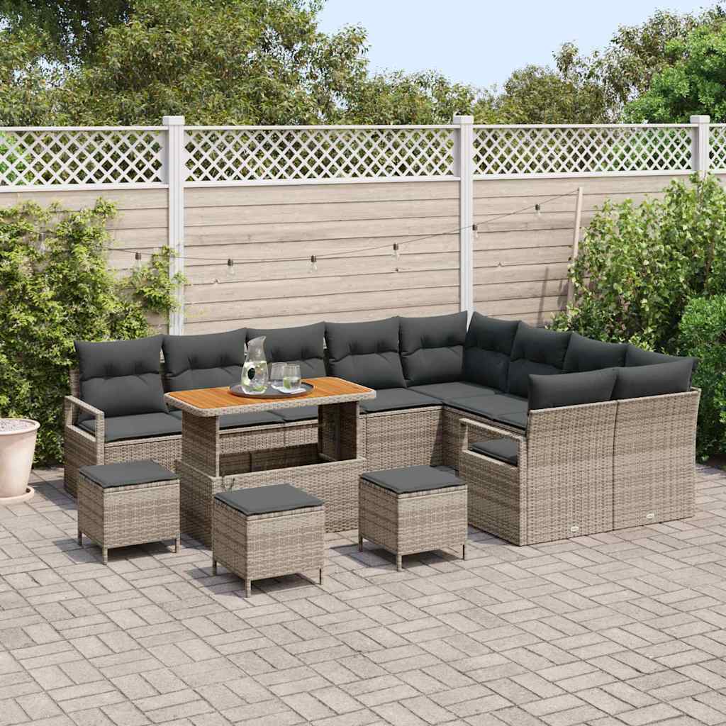Garten-Sofa-Set mit Kissen mit Speicher 13 pcs Grau