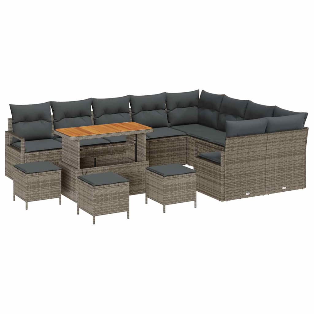 Garten-Sofa-Set mit Kissen mit Speicher 13 pcs Grau