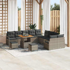 Garten-Sofa-Set mit Kissen mit Speicher 13 pcs Grau