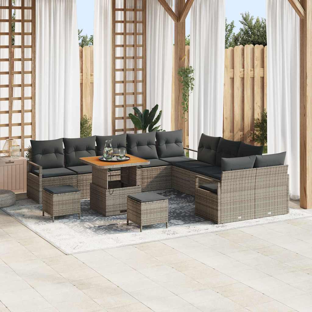Garten-Sofa-Set mit Kissen mit Speicher 13 pcs Grau