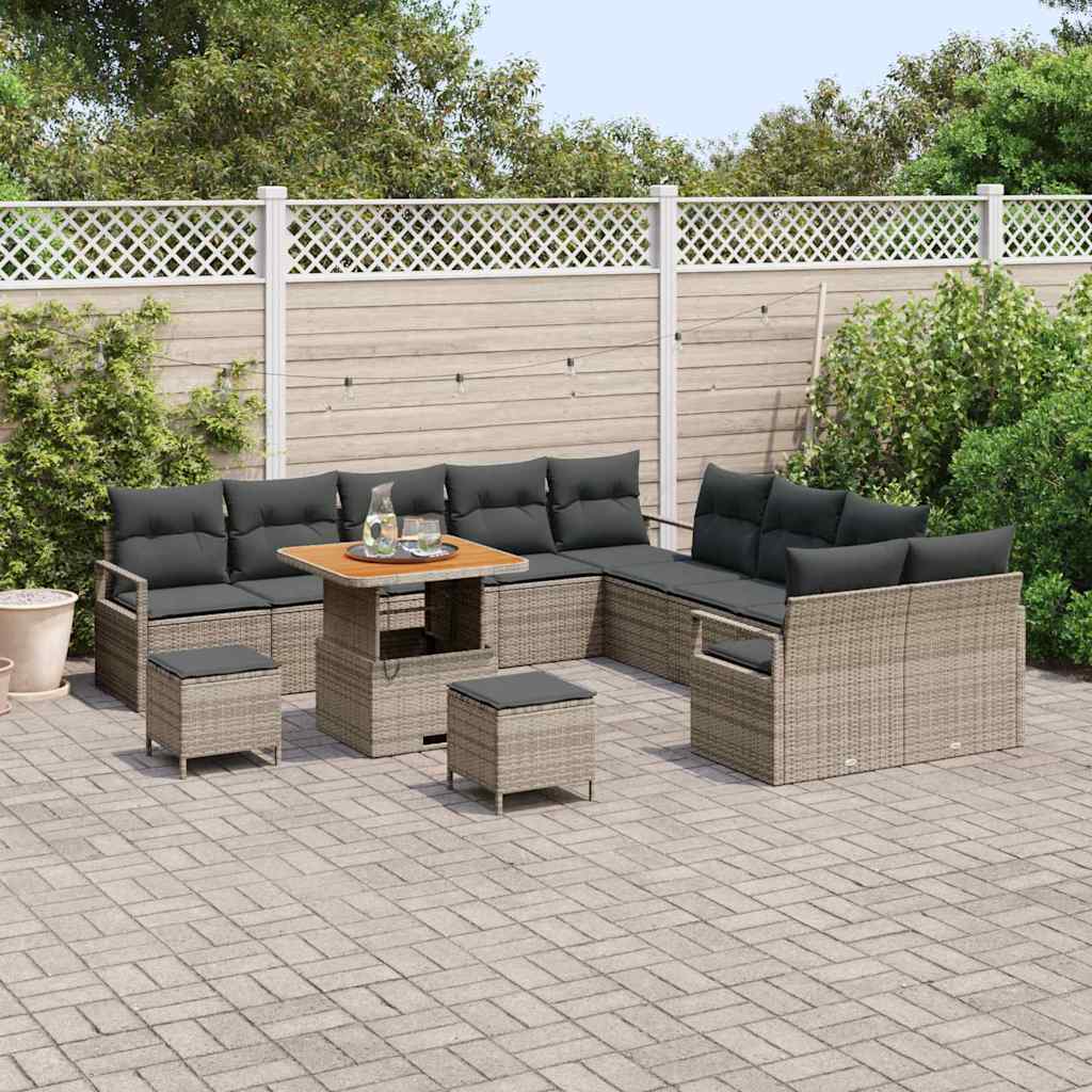 Garten-Sofa-Set mit Kissen mit Speicher 13 pcs Grau