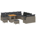 Garten-Sofa-Set mit Kissen mit Speicher 13 pcs Grau
