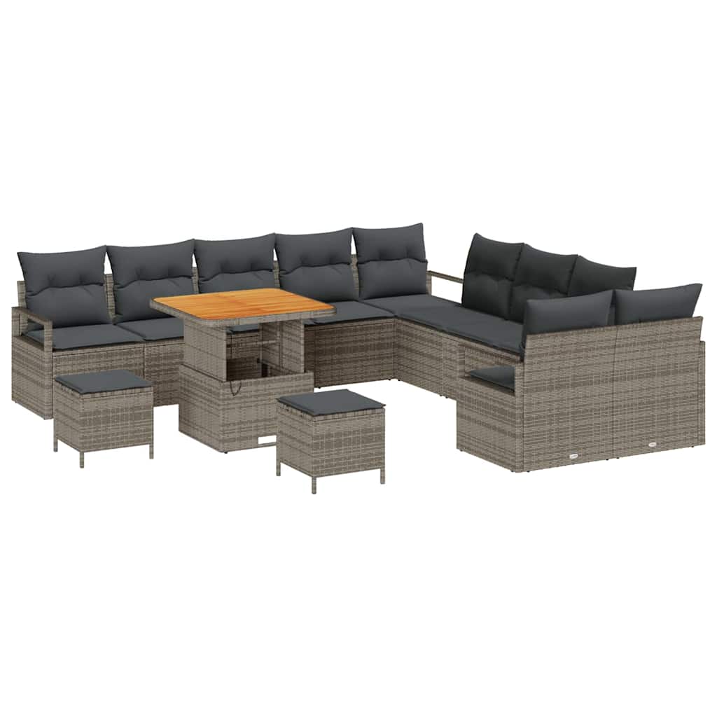 Garten-Sofa-Set mit Kissen mit Speicher 13 pcs Grau