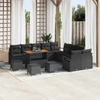Garten-Sofa-Set mit Kissen mit Speicher 14 pcs Schwarz