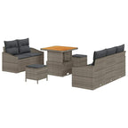 Garten-Sofa-Set mit Kissen mit Speicher 8 pcs Grau
