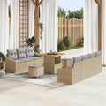 Garten-Sofa-Set mit Kissen 10 pcs Beige und Hellgrau