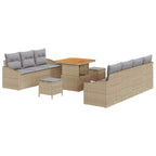 Garten-Sofa-Set mit Kissen 10 pcs Beige und Hellgrau