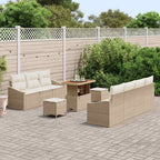 Garten-Sofa-Set mit Kissen mit Speicher 10 pcs Beige und Creme