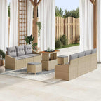 Garten-Sofa-Set mit Kissen mit Kissen 10 pcs Beige und Hellgrau