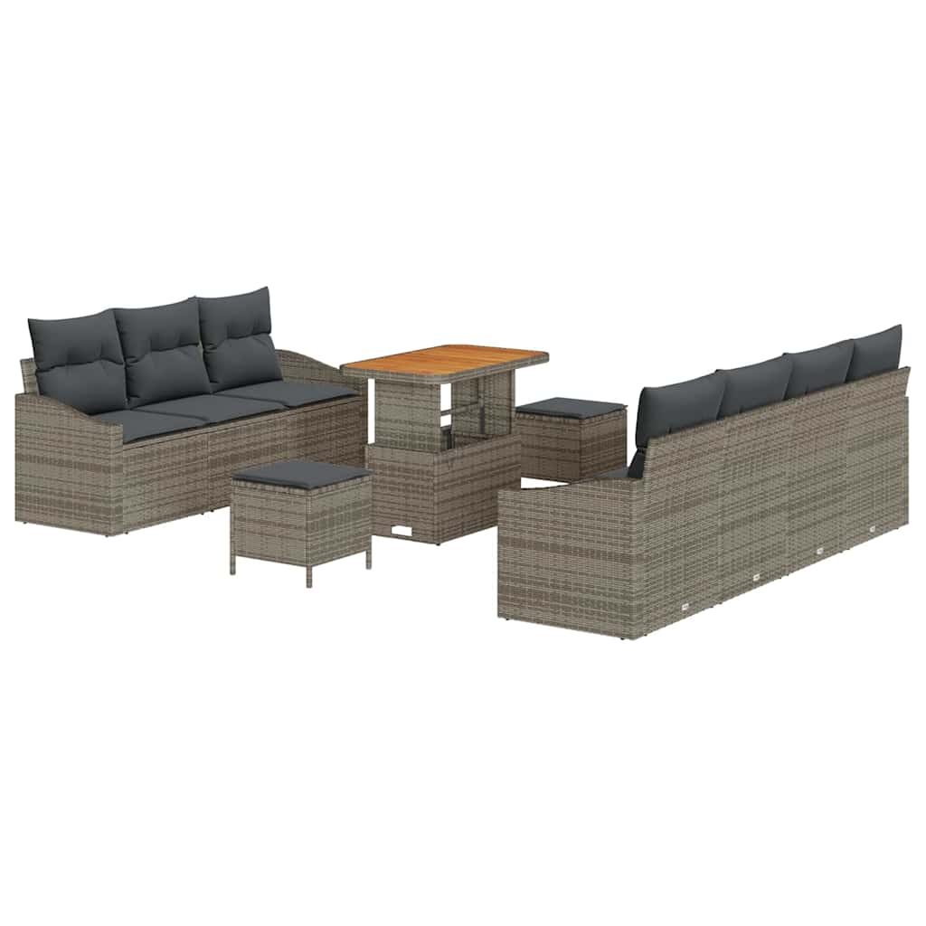 Garten-Sofa-Set mit Kissen mit Speicher mit Kissen 10 pcs Grau