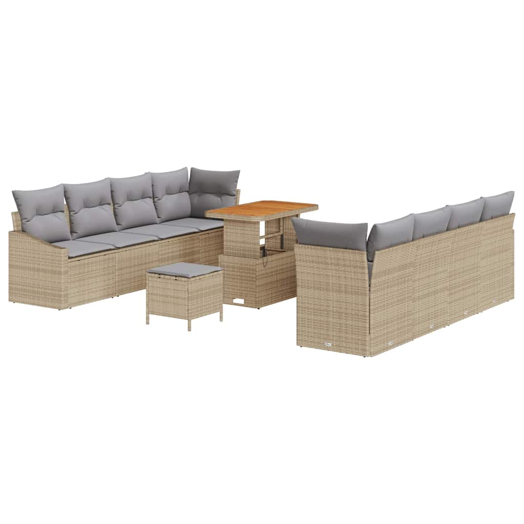 Garten-Sofa-Set mit Kissen 11 pcs Beige und Hellgrau