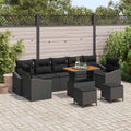 Gartensofa-set mit Kissen 10 pcs Schwarz Poly Rattan