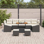 Gartensofa-set mit Kissen 10 pcs Schwarz Poly Rattan