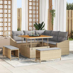 Gartensofa-set mit Kissen mit Speicher 8 pcs Beige Poly Rattan