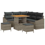 Gartensofa-set mit Kissen mit Speicher 8 pcs Grau Poly Rattan