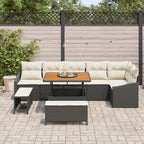 Gartensofa-set mit Kissen 9 pcs Schwarz Poly Rattan