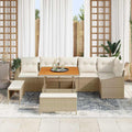 Gartensofa-set mit Kissen mit Speicher 9 pcs Beige Poly Rattan