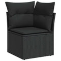 Gartensofa-set mit Kissen 9 pcs Schwarz Poly Rattan