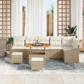 Gartensofa-set mit Kissen mit Speicher 9 pcs Beige Poly Rattan
