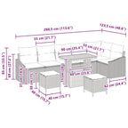 Gartensofa-set mit Kissen mit Speicher 9 pcs Beige Poly Rattan