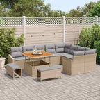 Gartensofa-set mit Kissen mit Speicher 12 pcs Beige Poly Rattan
