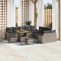 Gartensofa-set mit Kissen mit Speicher 13 pcs Grau Poly Rattan