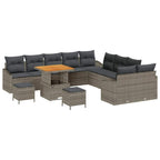 Gartensofa-set mit Kissen mit Speicher 13 pcs Grau Poly Rattan