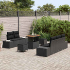 Gartensofa-set mit Kissen 8 pcs Schwarz Poly Rattan