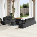 Gartensofa-set mit Kissen 10 pcs Schwarz Poly Rattan
