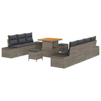 Gartensofa-set mit Kissen mit Speicher 10 pcs Grau Poly Rattan