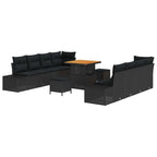 Gartensofa-set mit Kissen 11 pcs Schwarz Poly Rattan