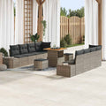 Gartensofa-set mit Kissen mit Speicher 11 pcs Grau Poly Rattan