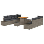 Gartensofa-set mit Kissen mit Speicher 11 pcs Grau Poly Rattan