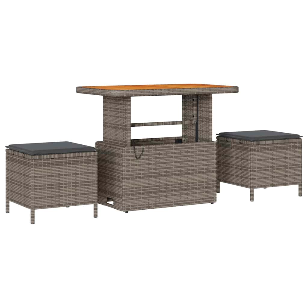Gartensofa-set mit Kissen mit Speicher 10 pcs Grau Poly Rattan