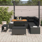 Gartensofa-set mit Kissen 8 pcs Schwarz Poly Rattan