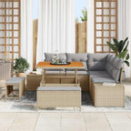 Gartensofa-set mit Kissen mit Speicher 8 pcs Beige Poly Rattan