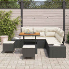 Gartensofa-set mit Kissen 8 pcs Schwarz Poly Rattan