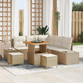 Gartensofa-set mit Kissen mit Speicher 8 pcs Beige Poly Rattan