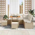 Gartensofa-set mit Kissen mit Speicher 8 pcs Beige Poly Rattan