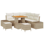 Gartensofa-set mit Kissen mit Speicher 8 pcs Beige Poly Rattan
