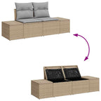 Gartensofa-set mit Kissen mit Speicher 9 pcs Beige Poly Rattan