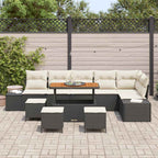 Gartensofa-set mit Kissen 10 pcs Schwarz Poly Rattan