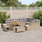 Gartensofa-set mit Kissen mit Speicher 12 pcs Beige Poly Rattan