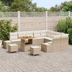 Gartensofa-set mit Kissen mit Speicher 12 pcs Beige Poly Rattan