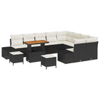 Gartensofa-set mit Kissen 12 pcs Schwarz Poly Rattan