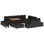 Gartensofa-set mit Kissen 13 pcs Schwarz Poly Rattan
