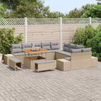 Gartensofa-set mit Kissen mit Speicher 13 pcs Beige Poly Rattan